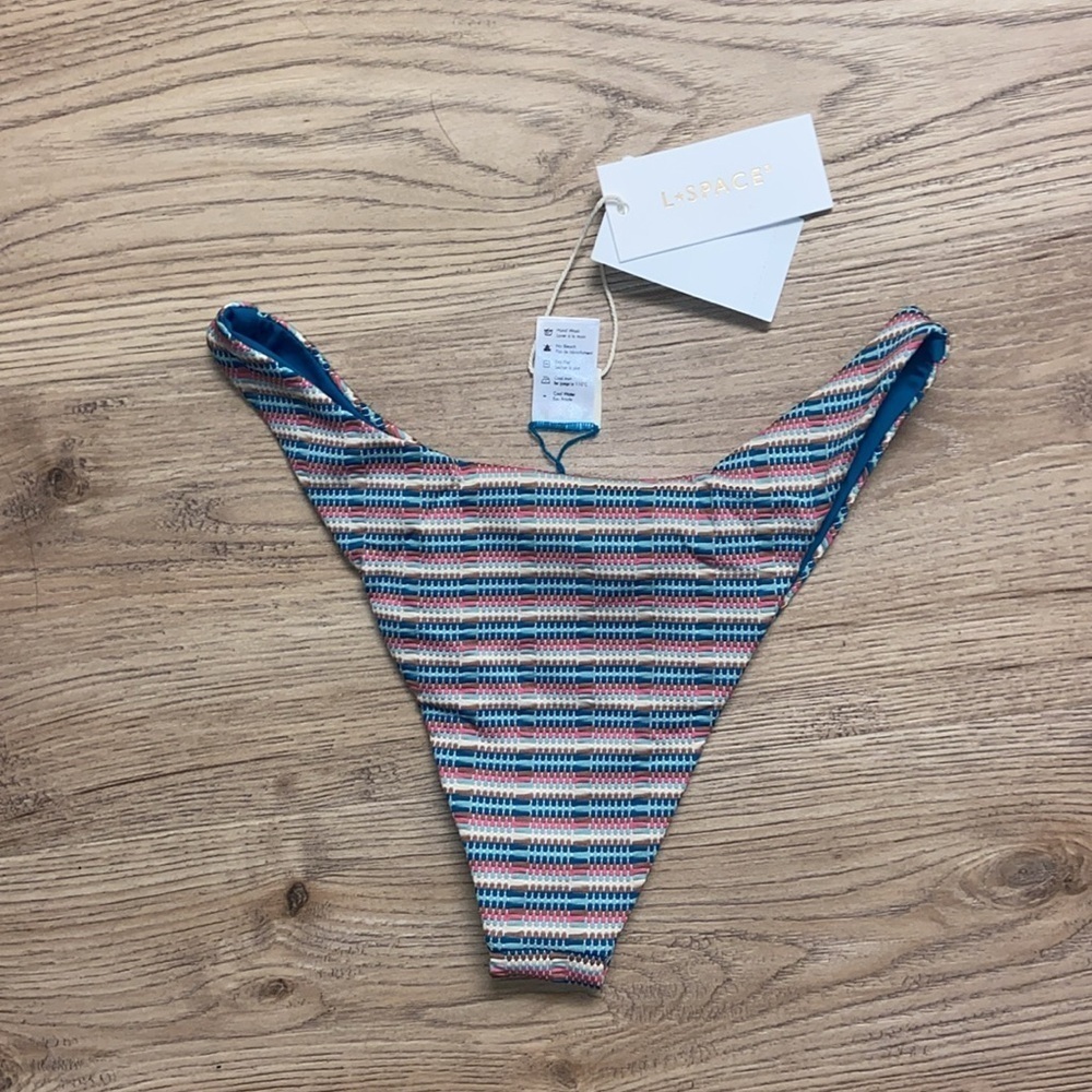 L*Space NWT Women's Cabana Bitsy Pointelle Rib Bikini Bottom Size Small - Picture 4 of 9